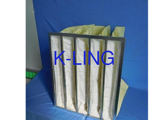 Filtro de aire de bolsillo de aleación de aluminio de 80% de humedad de fibra sintética con marco de acero galvanizado