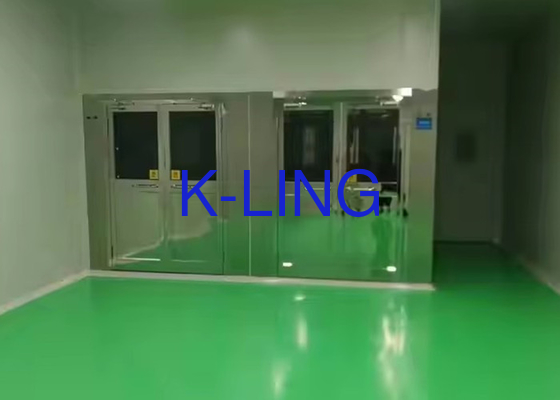 Ducha de aire de entrada automática con luces LED / puertas de cristal de marco SS oscilante