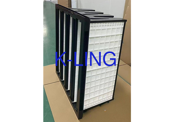 Filtros HEPA de tipo V-Bank de forma W Filtros de aire micro industriales de plástico medio