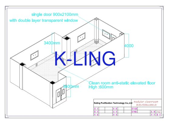 Sala limpia modular de 50 mm de espesor con nivel de ruido inferior a 65 dB y material de suelo de PVC o aleación de aluminio para entornos de laboratorio