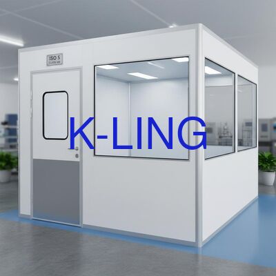 Sala limpia modular de la clase ISO 5 100 con puerta resistente al fuego y ventana de vidrio al vacío de doble capa