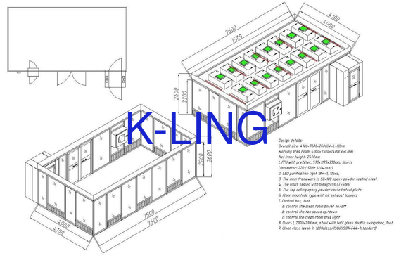 Recinto limpio del flujo laminar H13-H14 en Cleanrooom con la velocidad de aire 0.3-0.5m/S