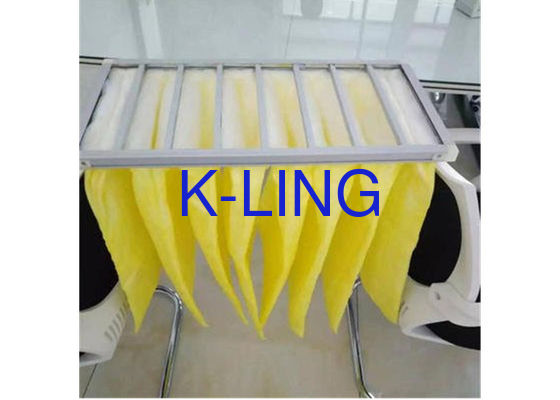 80% de humedad filtro de aire de bolsillo con marco de aleación de aluminio y fibra sintética