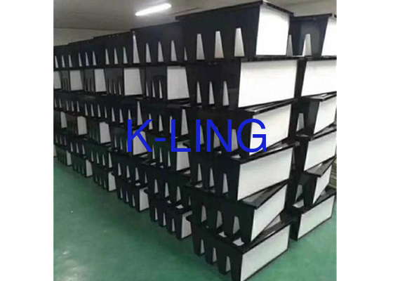 Capacidad de polvo Fibra de vidrio V Banco Filtro de aire grado F7-F9 Para aplicaciones de temperatura 80.C