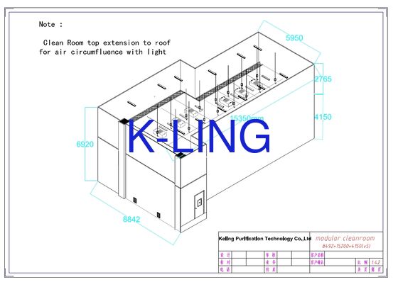 Sala limpia modular de 50 mm de espesor con nivel de ruido inferior a 65 dB y material de suelo de PVC o aleación de aluminio para entornos de laboratorio